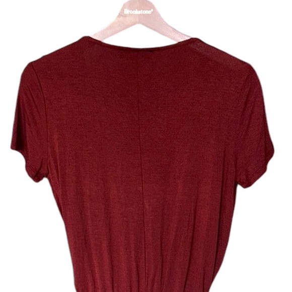 NWT Lulus Burgundy Rust Surplice Wrap Front V-Neck Short Sleeve Bodysuit - S - Picture 5 of 11